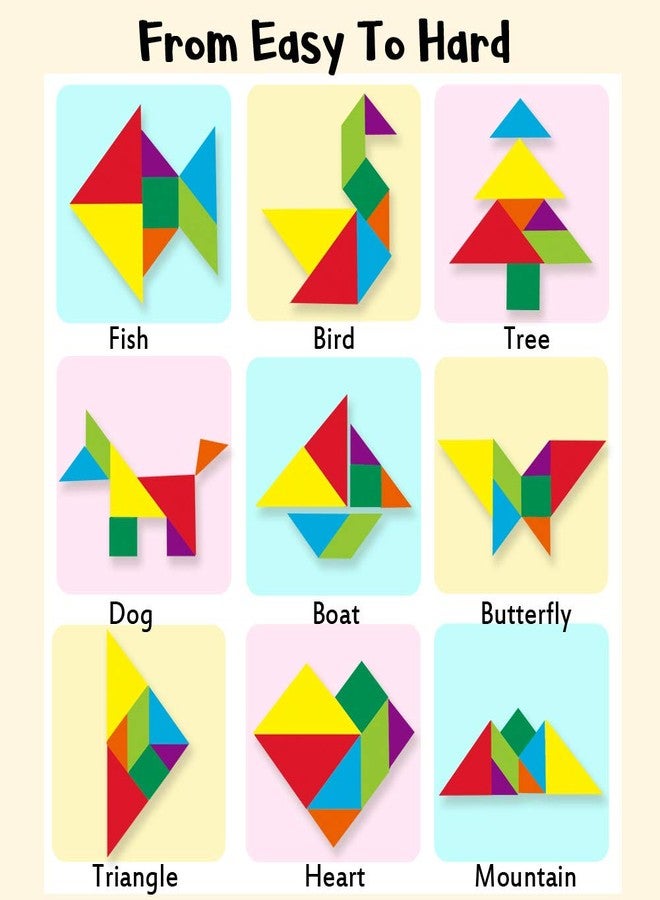 Beestech Wooden Tangram Puzzle Book, Travel Games for Kids in Car, Plane or Take Out for Restaurant, Educational Learning Puzzles Toys, On The Go Toys for Kids, Boys, Girls 3,4,5,6,7,8 Years Old - Image 4